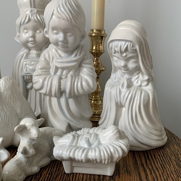 Arnels Pottery Vintage Nativity set Blue Christmas‎ Holy Family Handmade set 10p - Picture 3 of 17